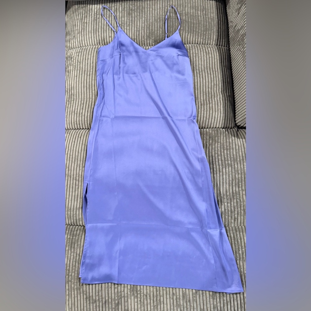 Periwinkle Satin Midi Dress by The Drop, Size XS